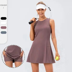 Latest Design Women Summer Nude Breathable Casual Golf Sport Fitness Anti-glare Two Piece Set Yoga Tennis Dress
