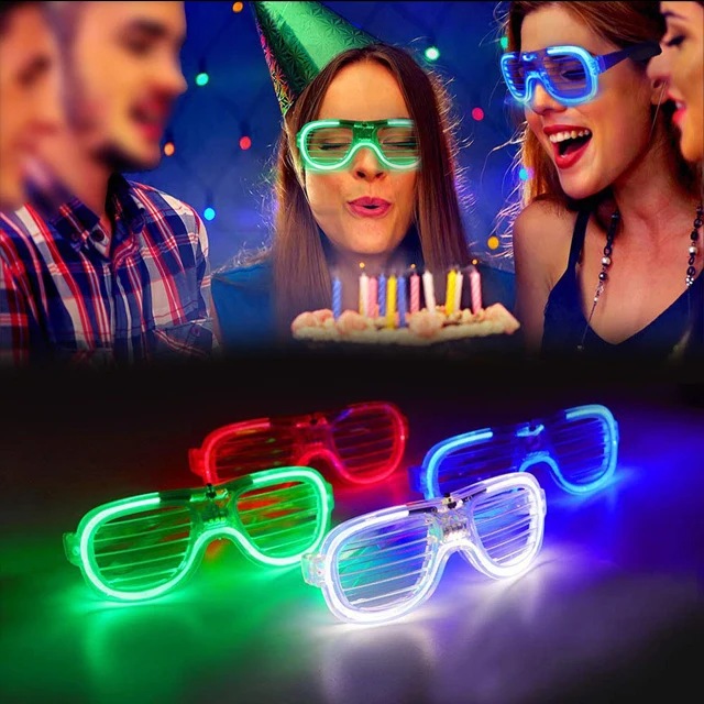 Maxjaa El Wire Occhiali 4 modalità Light up Occhiali Neon Rave Lampeggiante Occhiali da Sole del Legare di El LED Glow Fantastici Costumi Eyewear per Il Partito EDM rb03 80s 