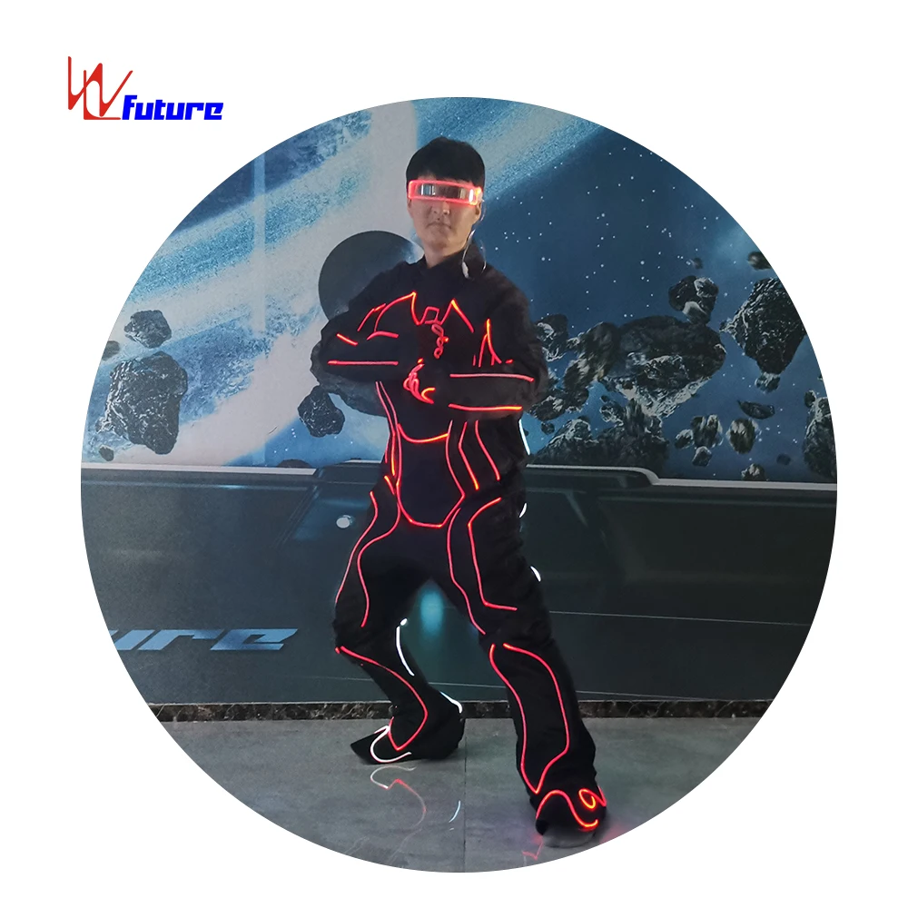 LED 라이트 트론 댄스 슈트 광섬유 로봇 의상 할로윈 글로우 파티 댄스 의상 퍼포먼스 웨어