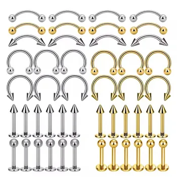 ASTM F136 Titanium Piercing 16G Labret Stud Horseshoe Eyebrow Bone Nose Hoop Banana Barbell Cartilage Body Piercing Jewelry