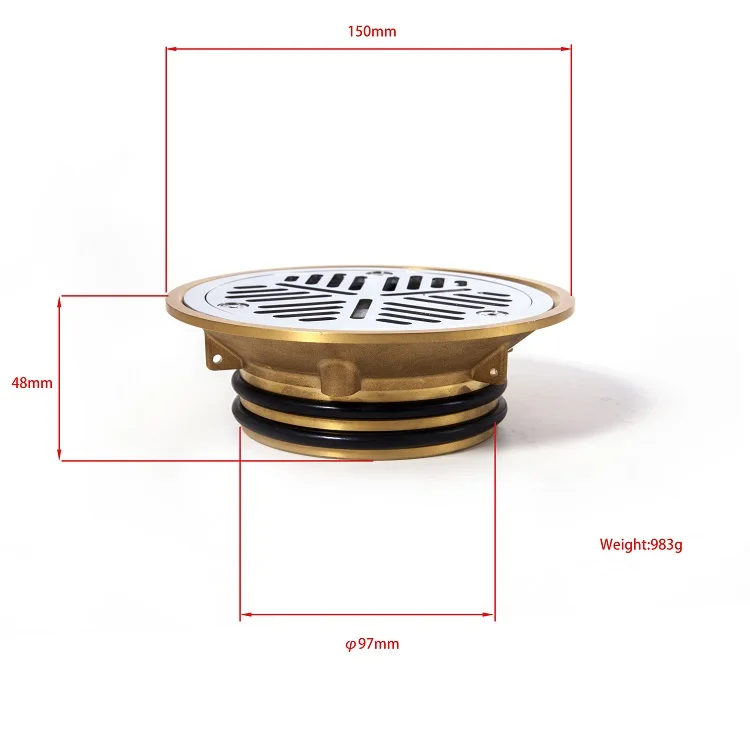 Guida Mm Brass Floor Grate Round Anti Odor Floor Drain