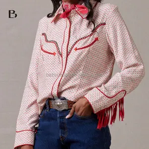 Wholesale Premium High End Luxury Custom Made Country Western Clothing Manufacturers Boho Cowgirl Outfits Embroidered Blouse