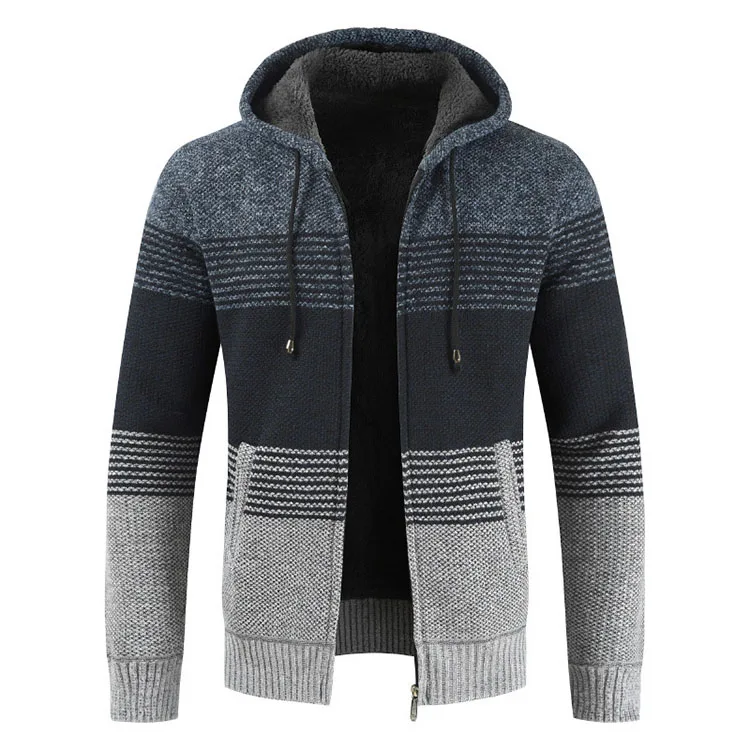 Fall Winter Men Stripe Hooded Cardigan Sweater| Alibaba.com