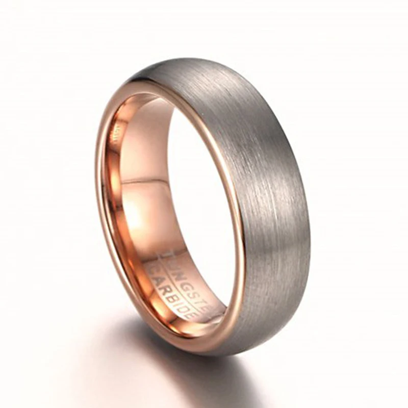 6mm Classic Tungsten Wedding Band for Men with Comfort Fit and Black Rose Gold Two-Tone Design