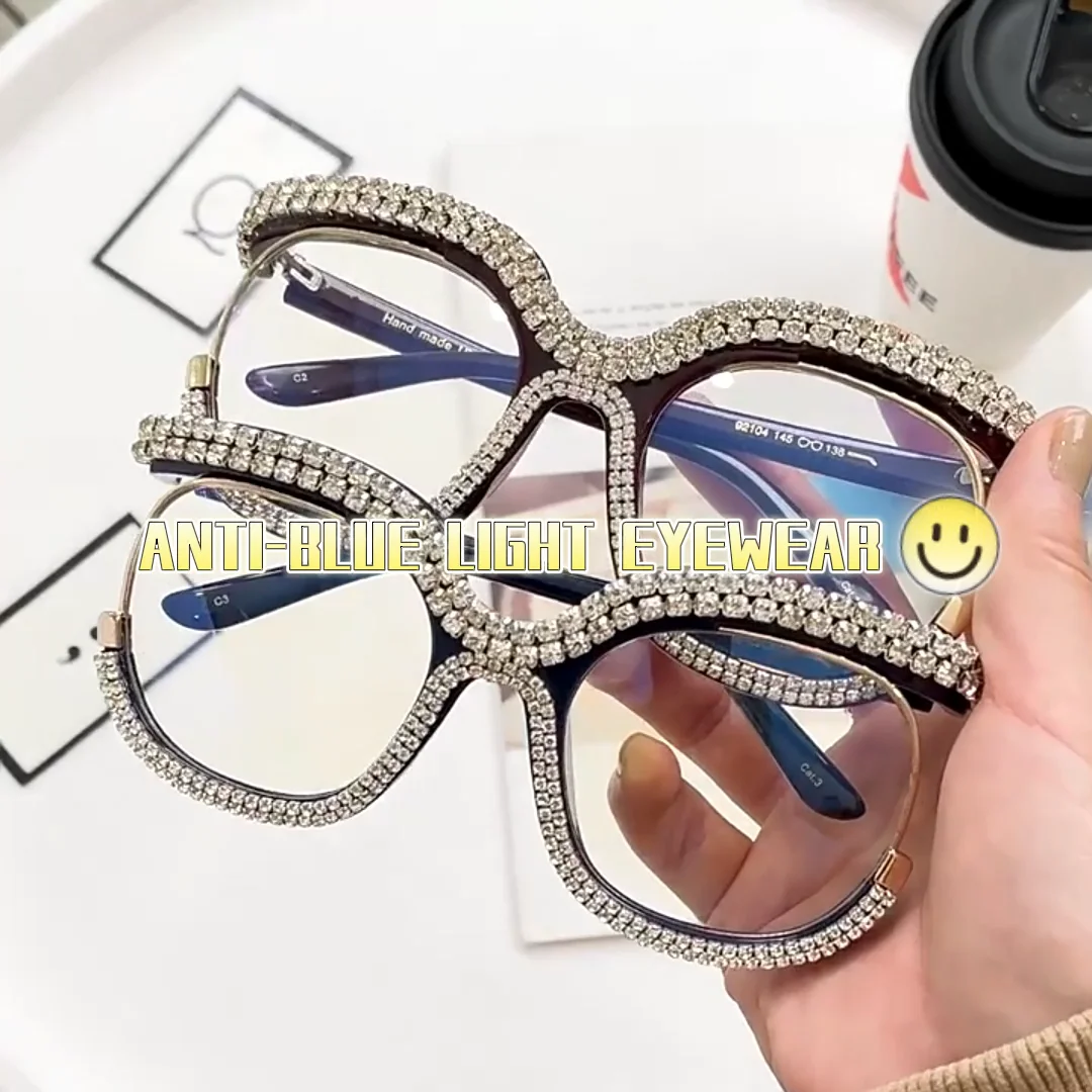 Bella XS Square Glasses | Black & Clear Blue Light