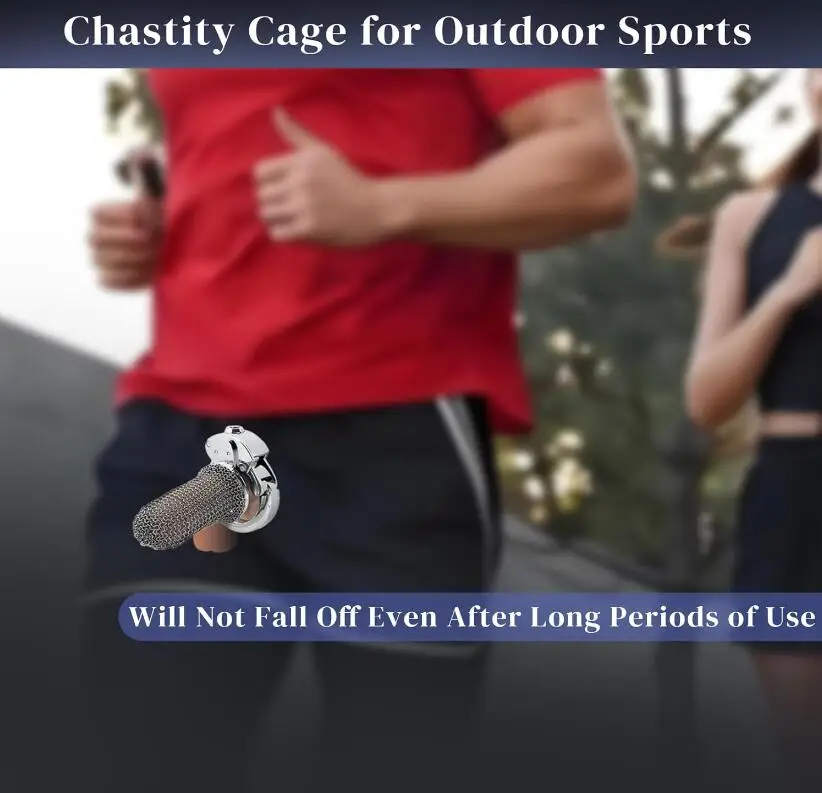 One-Touch Closure Chastity Cage with Adjustable Carabiners Breathable Mesh Cock Cage Lock Extreme SM Bondage Sex Toy for Men%