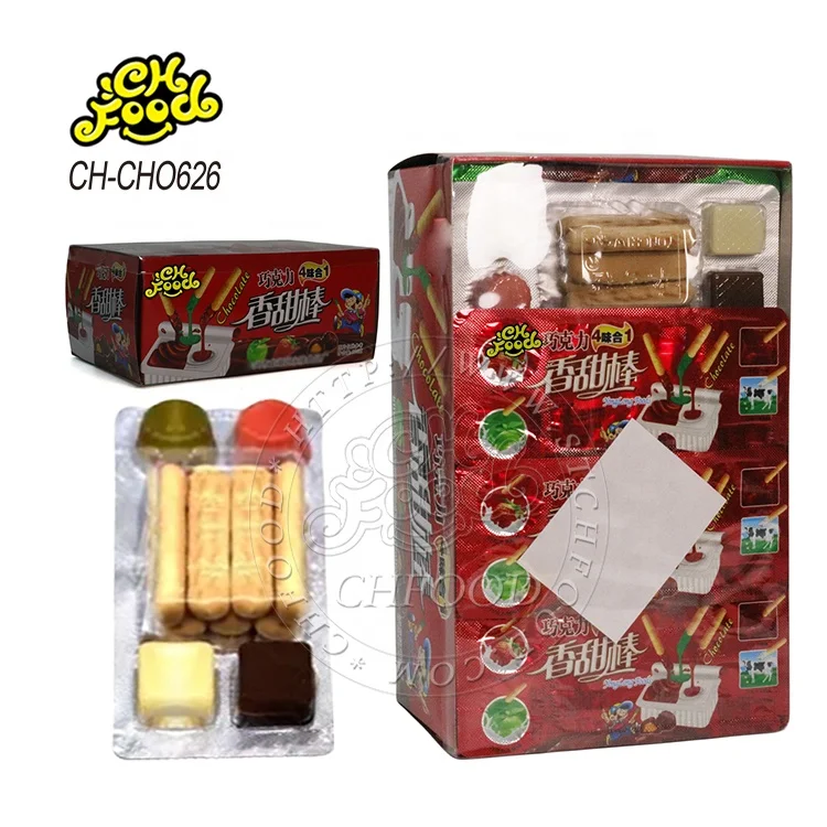 Wholesale Halal 4 Flavor Chocolate Spread with Finger Biscuits Pop Chocolate Candy Sweets for Kids