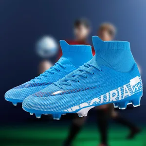 2022high-top High-quality Men's Blue Football Shoes Youth Training Student Foot Boots Sports Football Shoes Zapatillas De Futbol