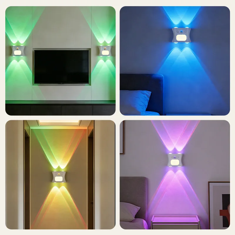 Timanson Cross-border New Arrival Cordless Indoor Wall Lamp Smart LED Spotlight Human-Body Induction RGB Cat-Eye Light