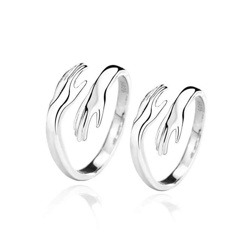 Couple Rings Pure Silver Rings Online In Stock Hand Hug Couple