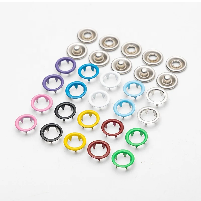 Enamel Prong Ring Snaps With Button Cover