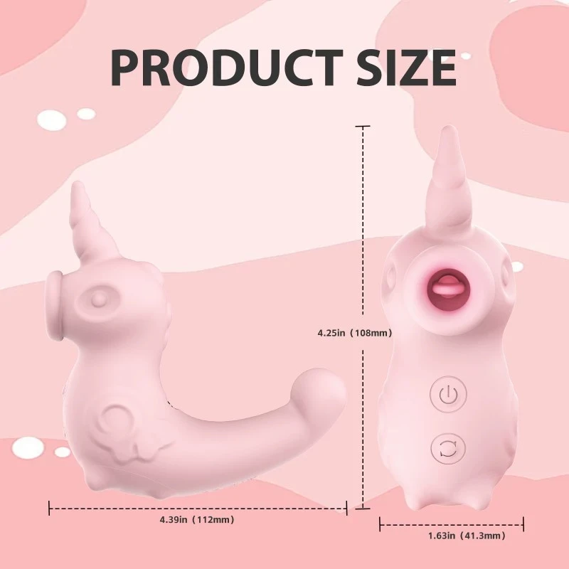 Realistic Rechargeable Unicorn Shaped Clitoral Suction And Tongue Licking Vibrator Woman Masturbation Sex Toy_voghion.com