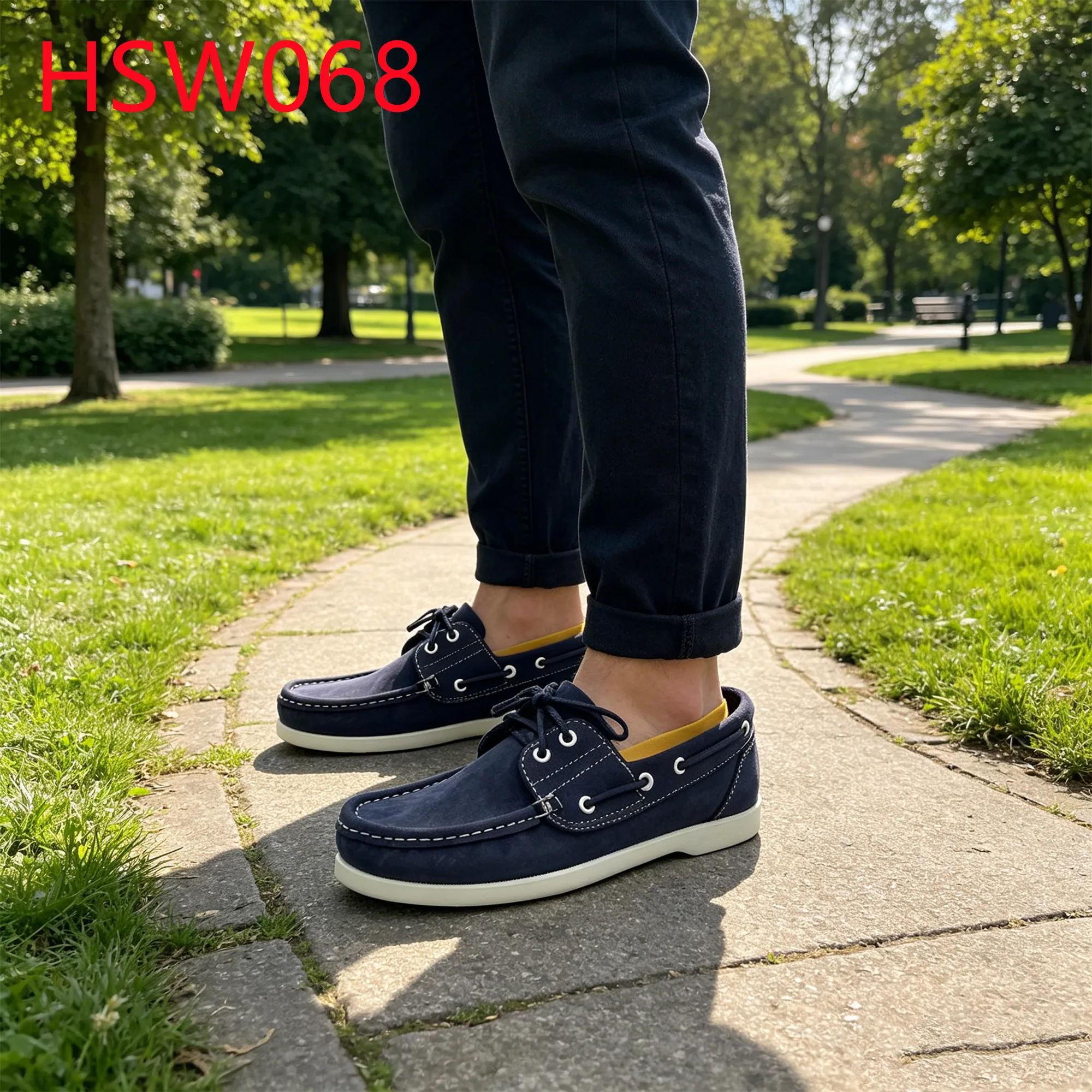 YYR,Weekend Outing Best Nubuck Leather Blue Casual Boat Shoes Timeless Style Traditional Handcraft Hua Singh Loafer Shoes HSW068