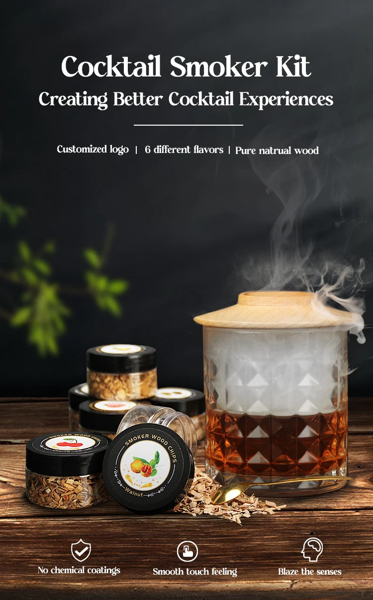 Bartending Cocktail Smoker Kit Set With Torch And 4 Kind Of Wood Chips