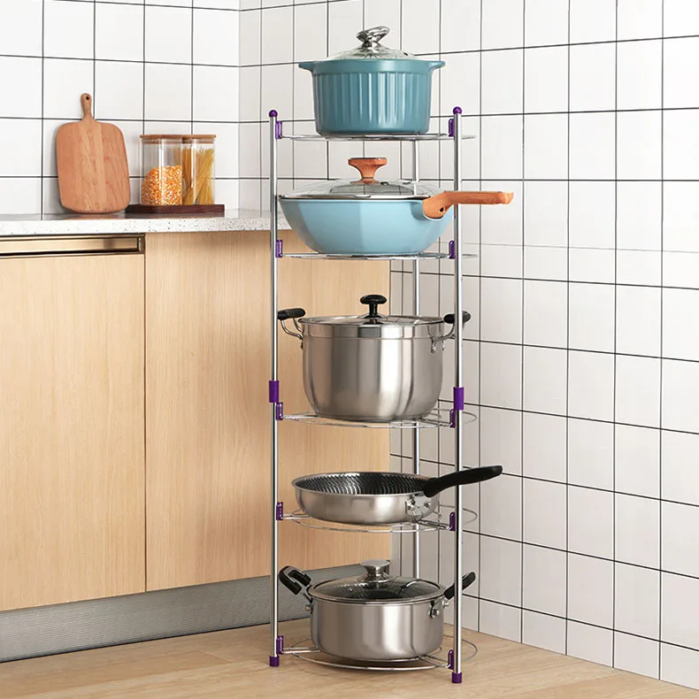 Pan and pot lid organizer rack holder kitchen storage corner rack pot rack