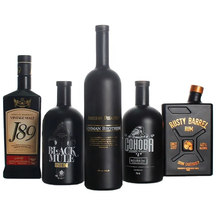 Custom Skull Shape Design Super Flint 750ml 700ml 500ml Frosted Sprayed Gin Whisky Brandy Alcohol Whisky  Glass Vodka Bottle