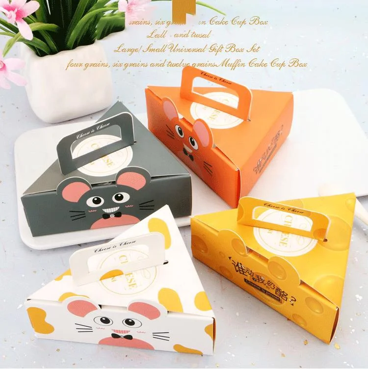 Factory Delivery Cheesecake Packaging Box Portable Triangle Mousse Pudding Cake Small Box Elegant Paper Packaging Boxes Accept