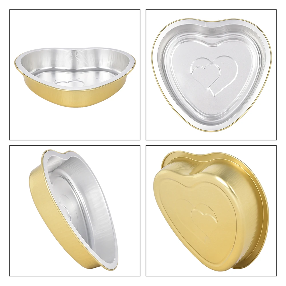product x670 670ml eco friendly heart shape gold foil pan chocolate candy ice cream cake cup disposable aluminum foil container-3
