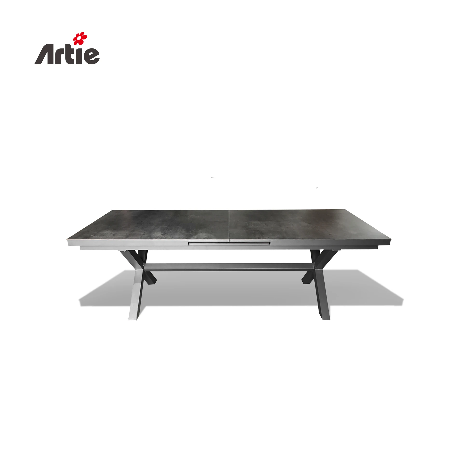 Artie Modern Glass Extendable Table Luxury Garden Furniture Aluminum Extension Dining Table Set Outdoor Furniture