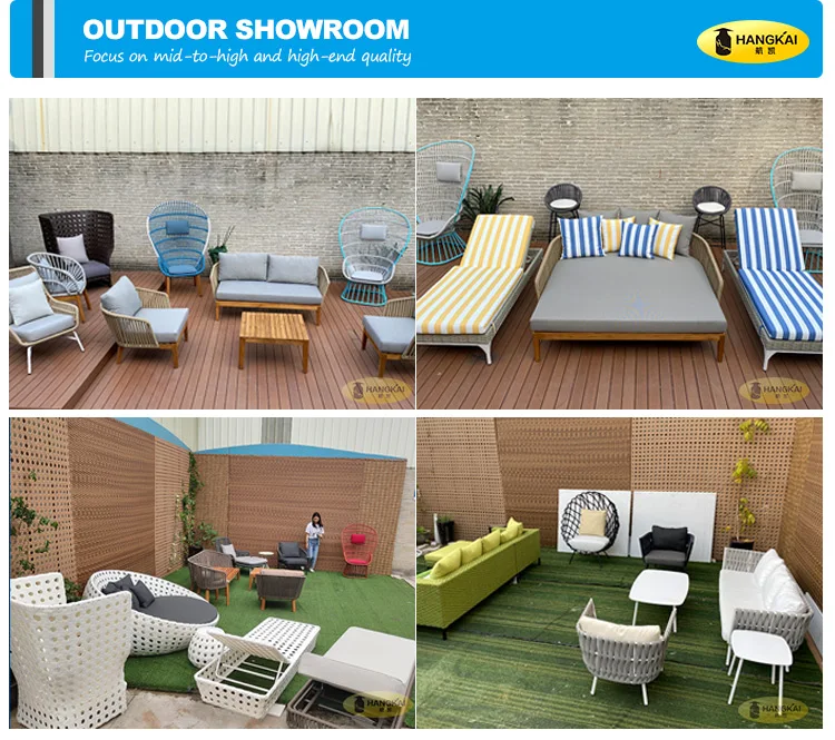 Neueste Freizeit Wasserdicht Garten Terrasse Woven Seil Sofa Aluminium