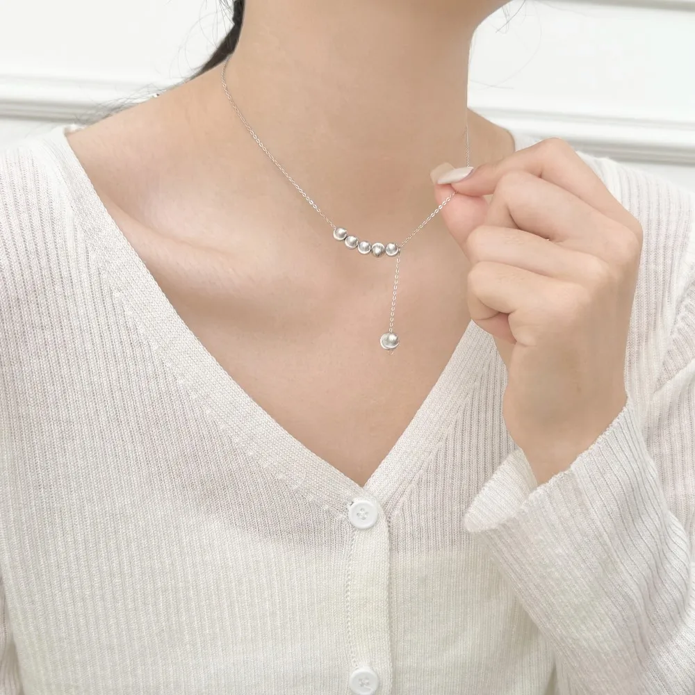 KAKODIY Fashion Women Jewelry 925 Sterling Silver Chain Shiny Beads Pendant Necklace for Girls Girls Ladies Daily detail 4