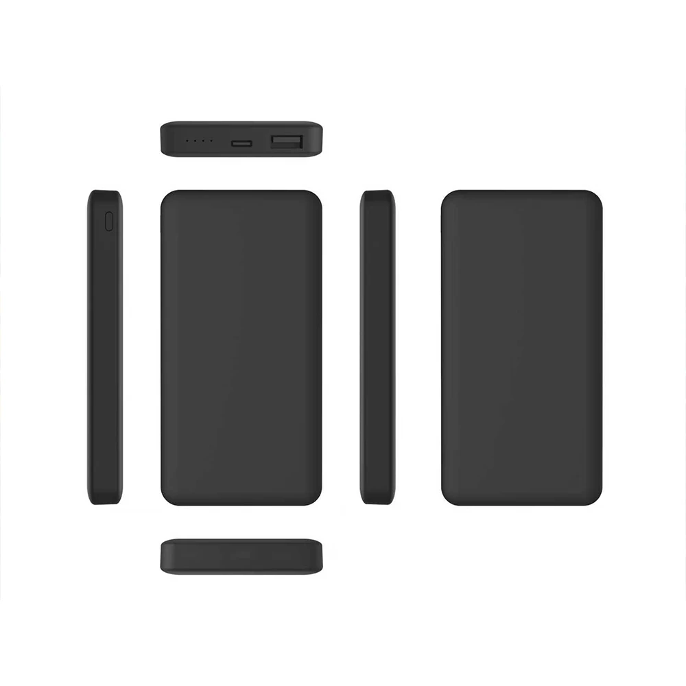 Promotional Gift 10W Power Bank 10000mAh Built-in USA + C Port, Customizable Logo Small Size Portable Charger Black White PB219