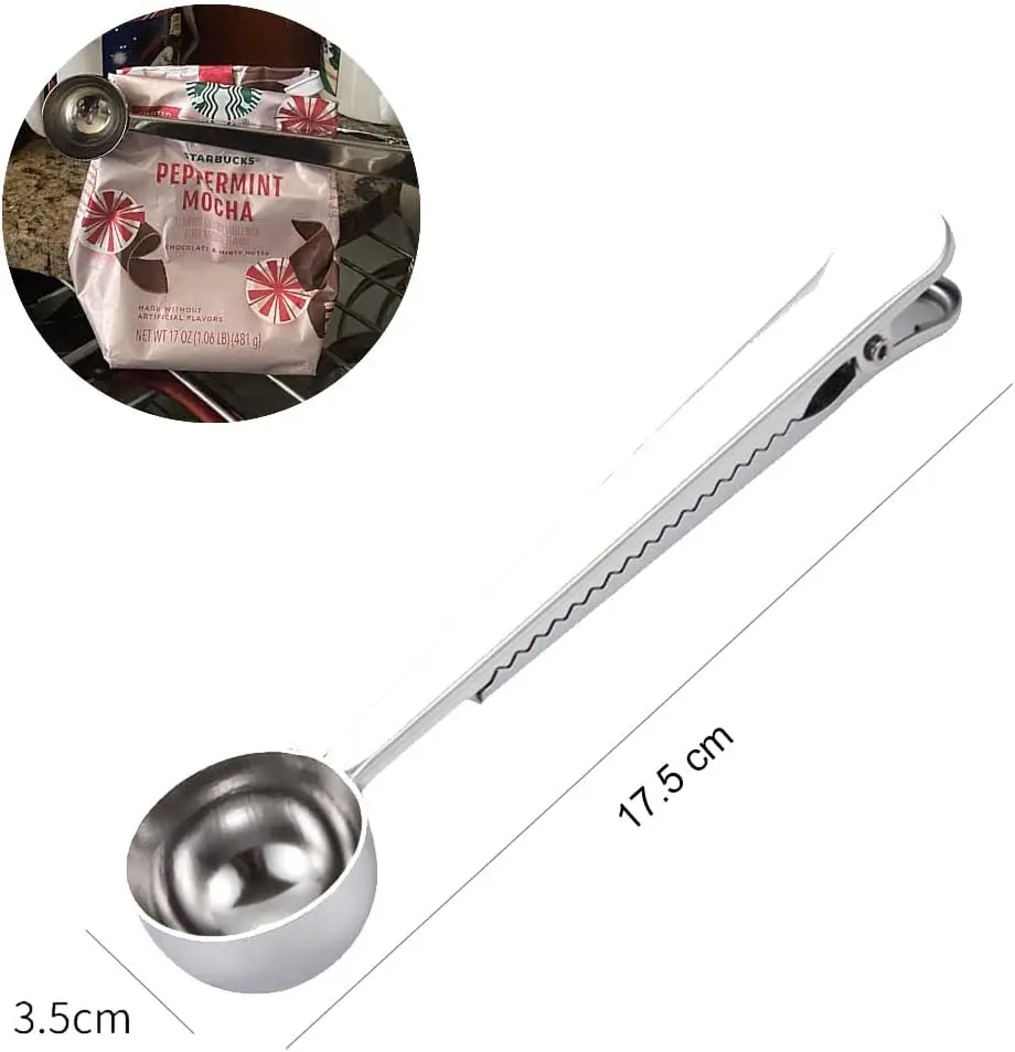 Multifunction Stainless Steel Coffee Spoon With Bag Clip Sealing Measuring Scoop