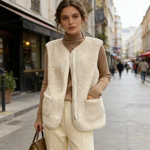 Women's New Autumn Style Retro-style Sheepskin Backless Sweater Combined With Thick Leather Backless Design