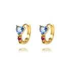 FOXI Mexico Rainbow Wholesale fashion heart design jewelry earrings 14K 18K gold plated women's cz color hoop earrings