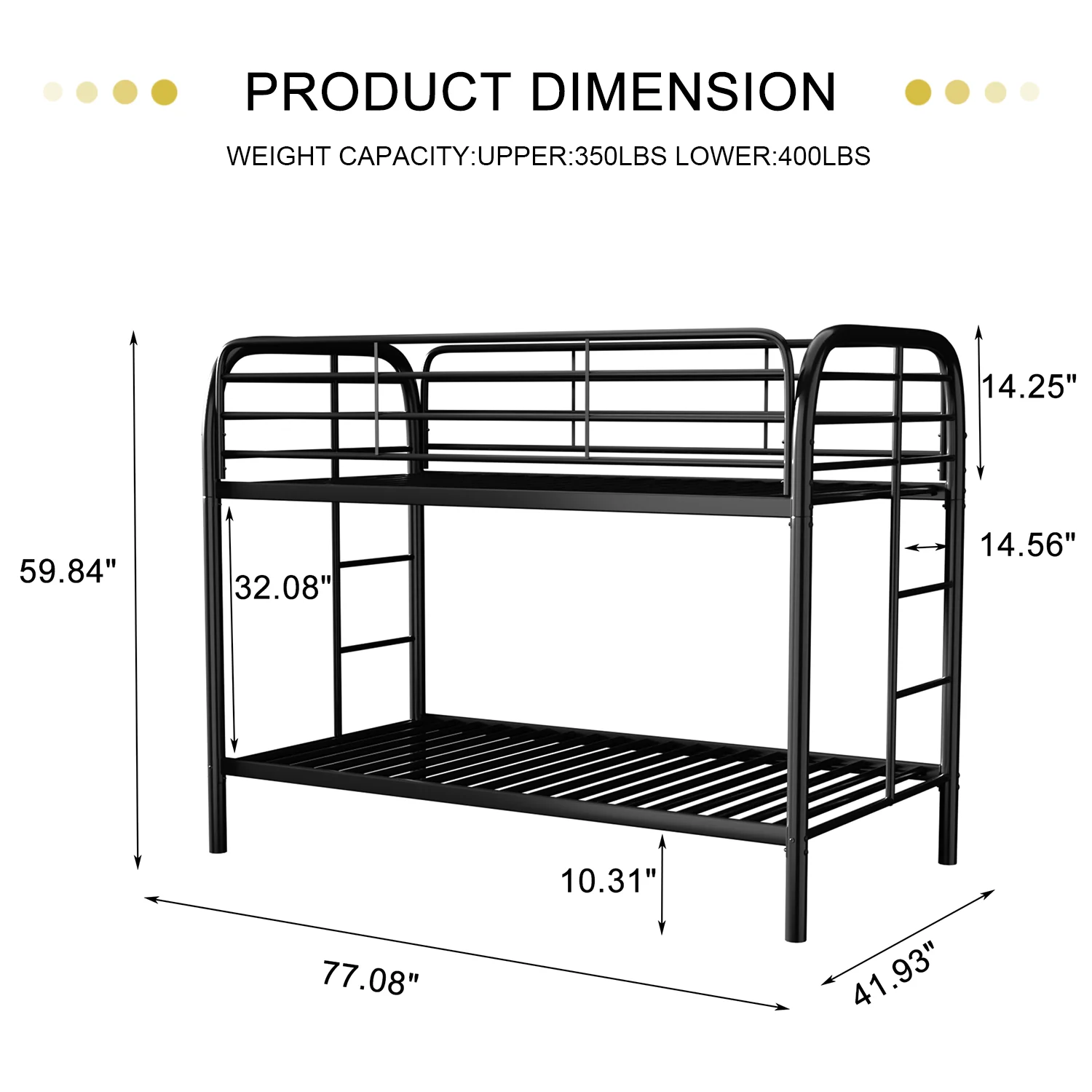 Metal Twin Over Loft Bunk Bed Twin Size With Metal Frame With Sturdy