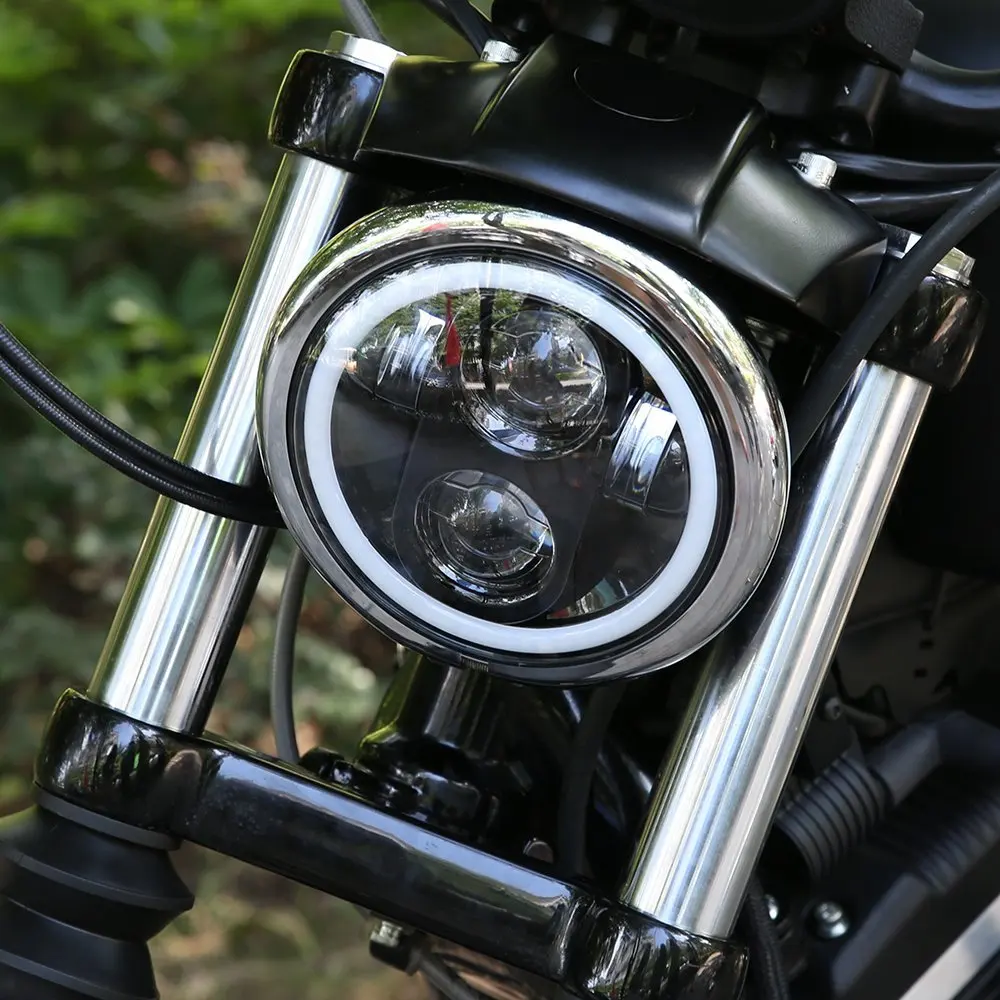 Inch 45W LED Headlight Projector Halo Ring High Low Beam Motorcycle DRL  Turn Signal for Sportster Dyna Iron 883