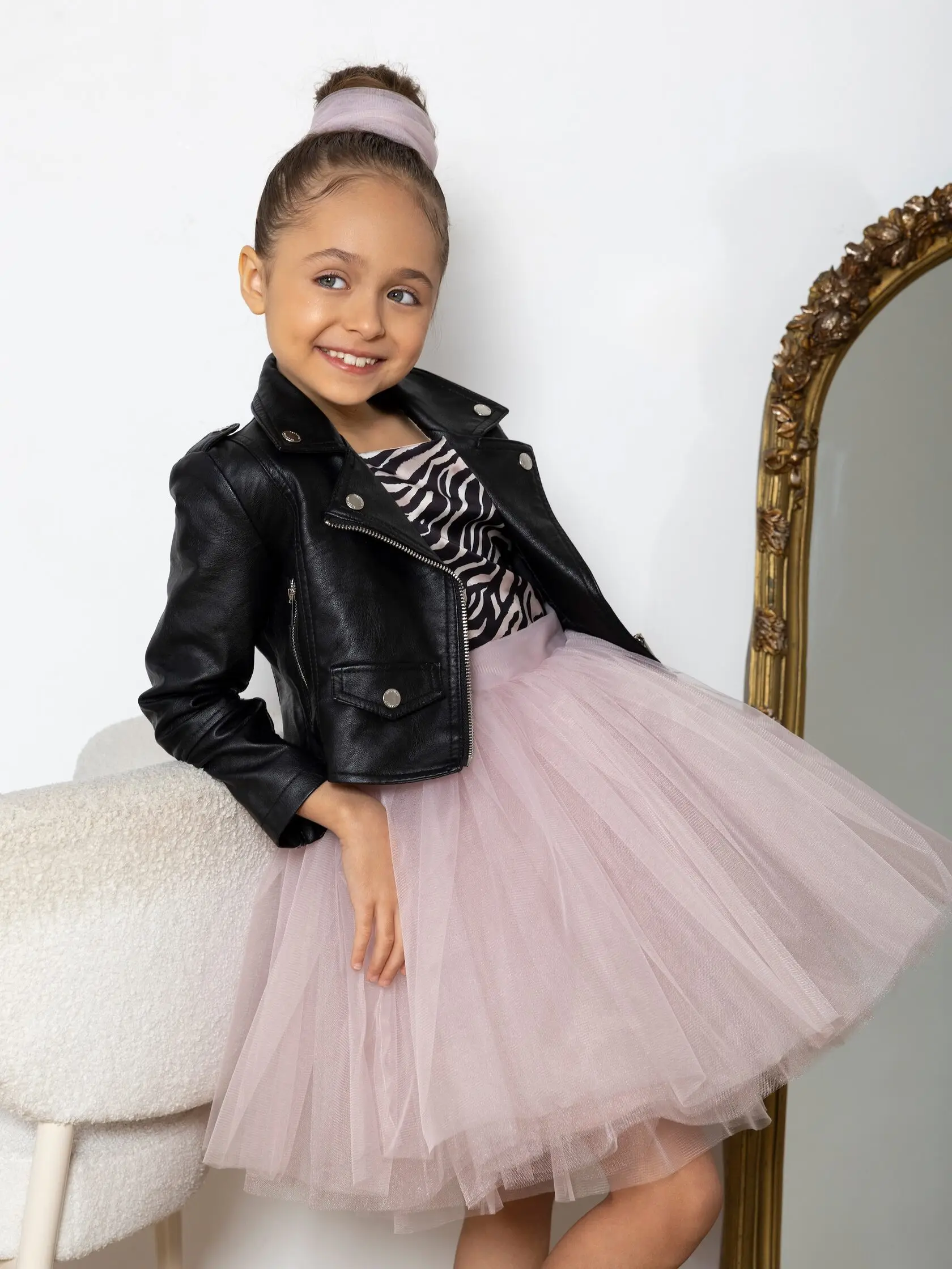Custom Zebra-stripe Print Princess Performance Party Ball Gown Children Clothing Kids Wear Flower Girls Layered Dresses