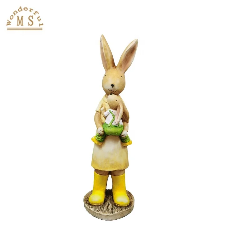 Polistone Rabbit Bunny kid Sculpture for Home Garden Decoration