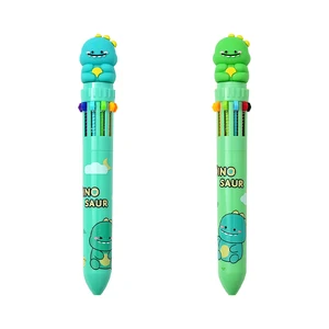 Hot-Selling Creative 10 Colors 0.7mm Cute Dinosaur Plastic Ball Point Pen  Beautiful Writing  Sign Pen for Office School