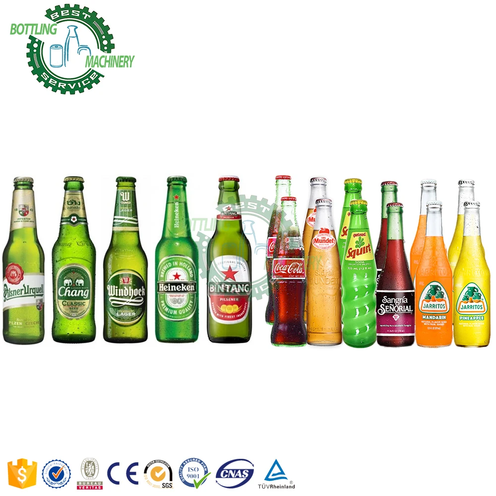 Linear Separate 300ml 450ml Glass Bottle Gas Juice Beverage Soft Drinks Beer Washing Sealing Carbonated Drink Filling Machine