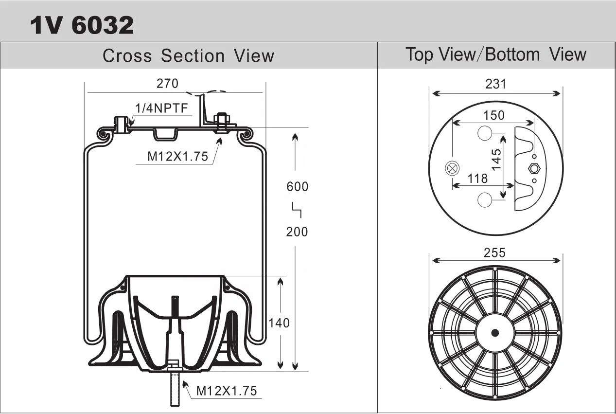 Goodyear air bag suspension rubber air spring 1R12-432 / 566243066 