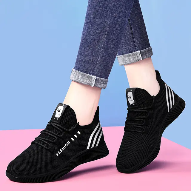 Women's New Style Fly Woven Breathable Sports Shoes Casual Soft Sole Comfortable Walking for Autumn Directly for Mother's Day