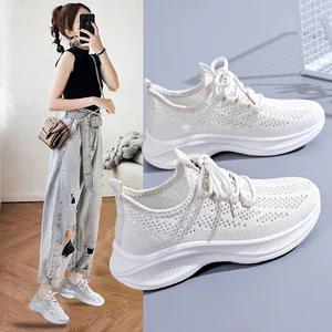 Women's Casual Walking Shoes Breathable Mesh Upper Round Head Toe Shock Absorption Non-slip Summer