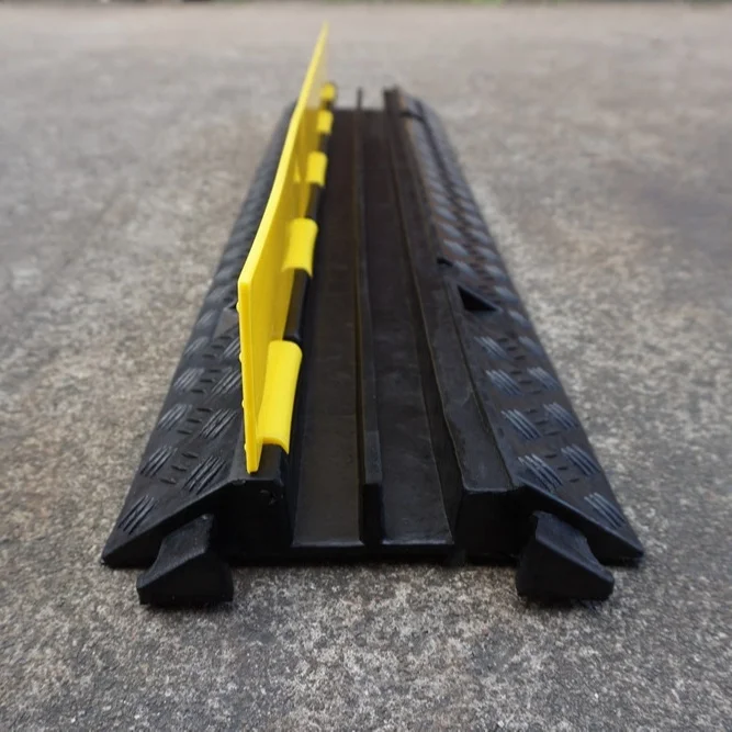 LUBA 2 Channel Rubber Floor Cable Protector Car Ramps for Traffic Rubber Cable Ramp