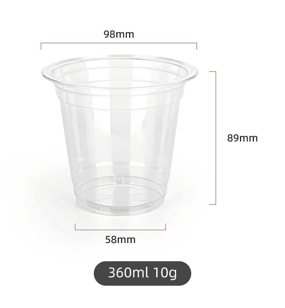 Custom logo 9 10 12 14 16 18 20 22 24 oz Bear clear Cups Disposable PET Cold Drink Cups Ice Coffee Plastic Cups with Lids