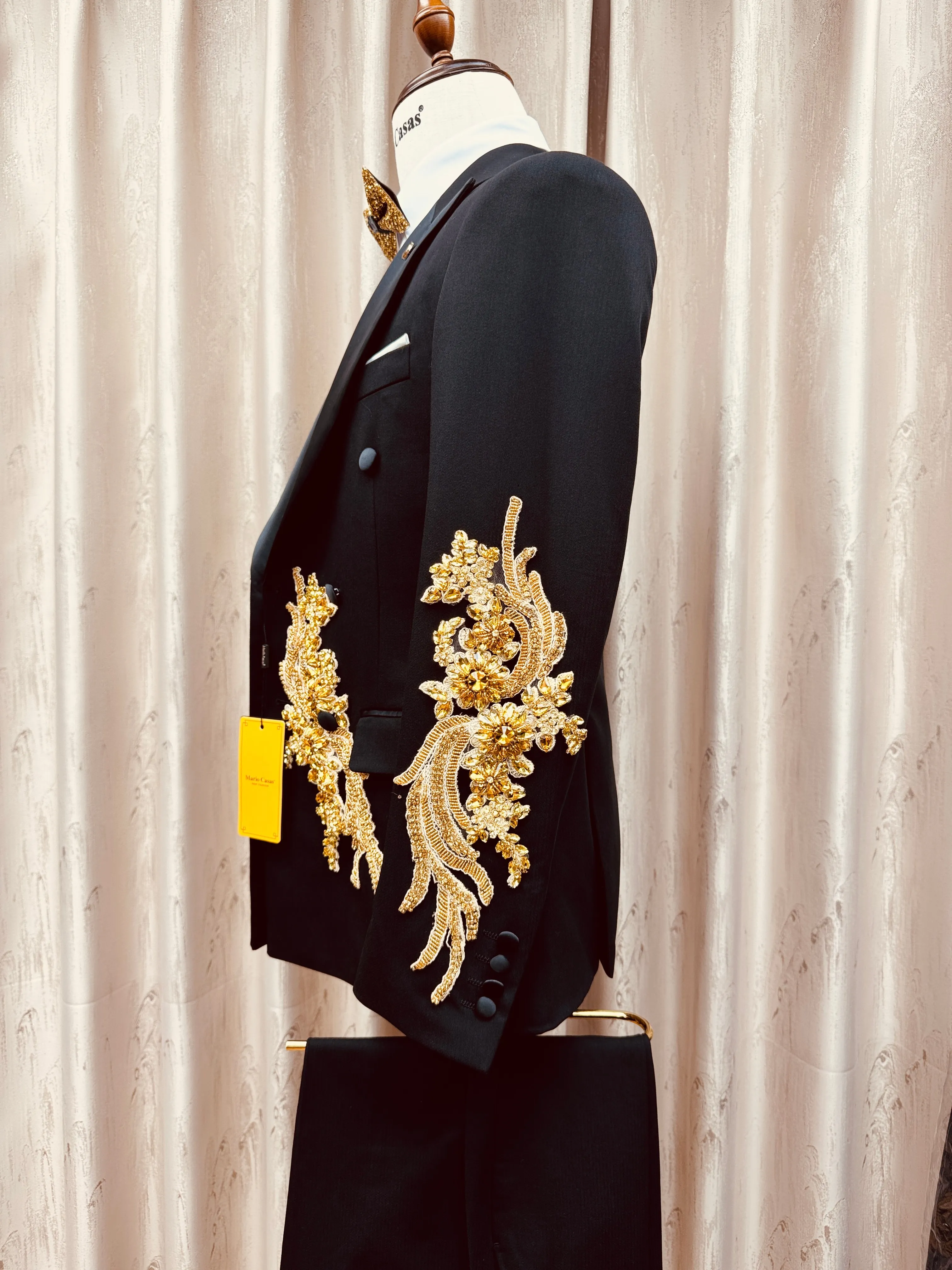 Luxury Hand Embroidery Made Men Suits 2 Piece for Prom Groom Formal Party Wear Tuxedo