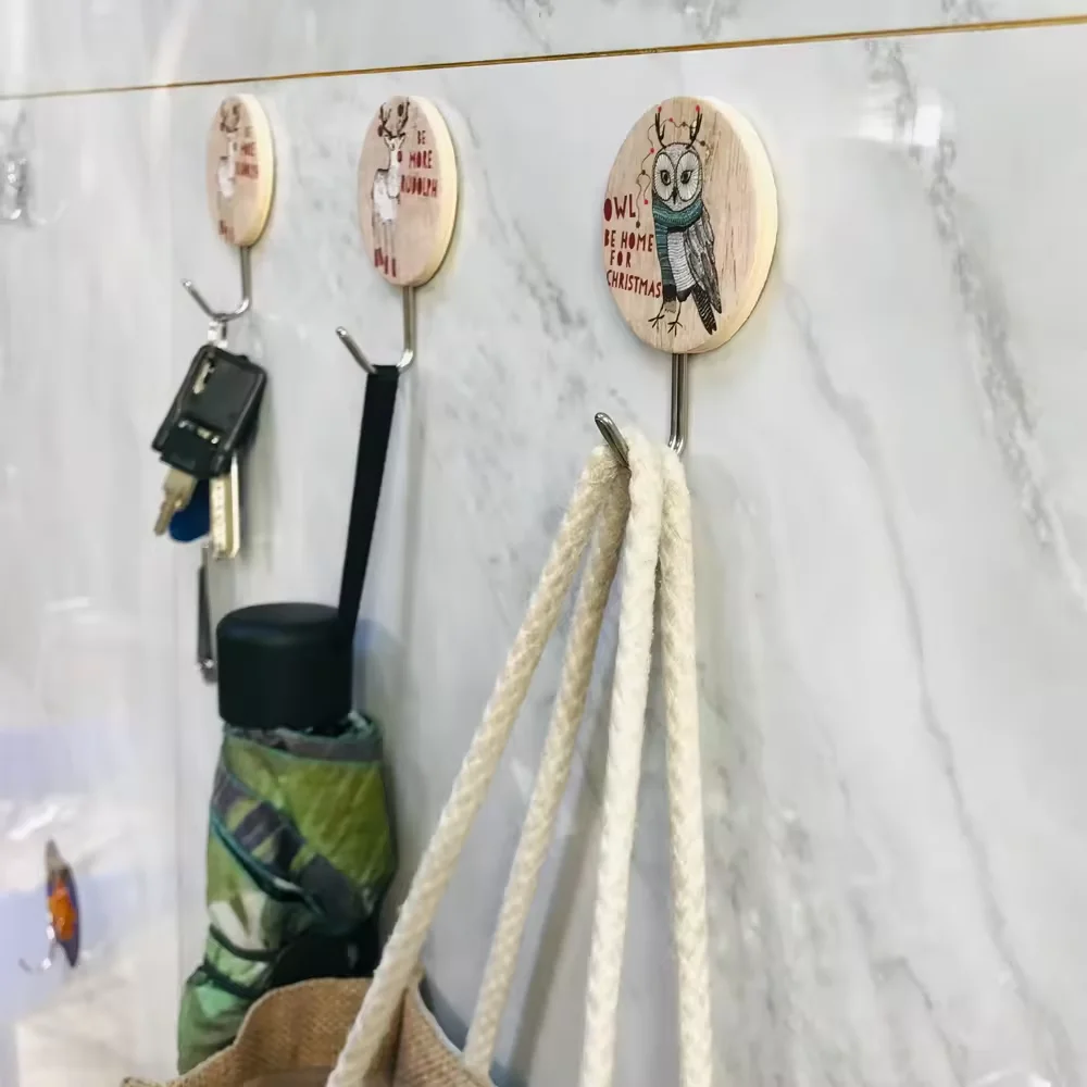 Bailiwang Multifunctional Luxury Wooden Key Hook PP Material Wardrobe Key Hook for Bathroom Clothes Towel Bedroom Kitchen Use
