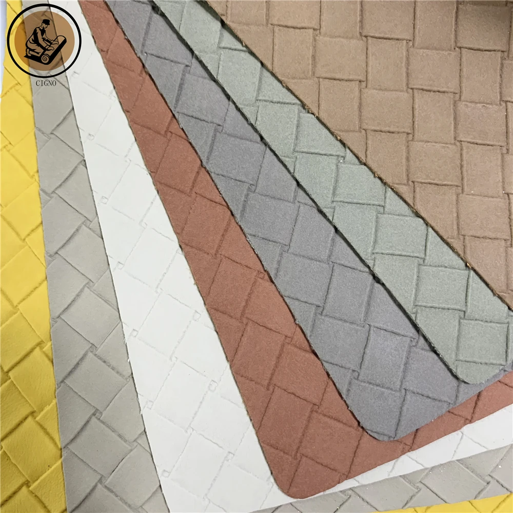RoHS Woven Pattern Embossed PU Synthetic Leather Stretch Waterproof for Upholstery Furniture Sofa Chair Car Seat Bags Golf