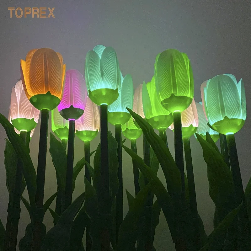 TOPREX LED Artificial PU Tulip Lights Plug-In Garden Decoration Lighting for Weddings Mother's Day New Year Parties