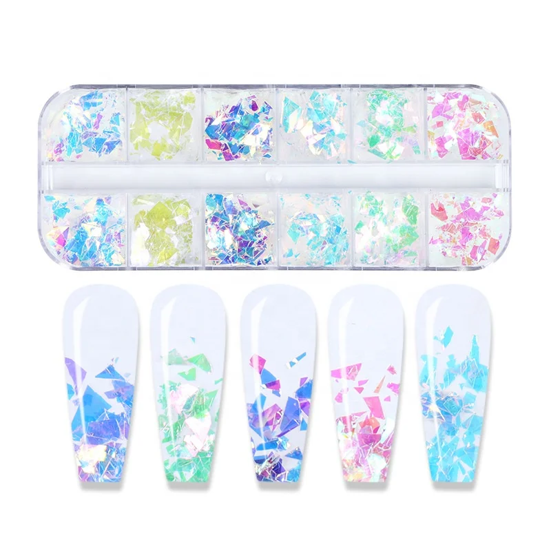 Candy Nail Sequins Irregular Colorful White Iridescent Glitter for Nail  Sequins.