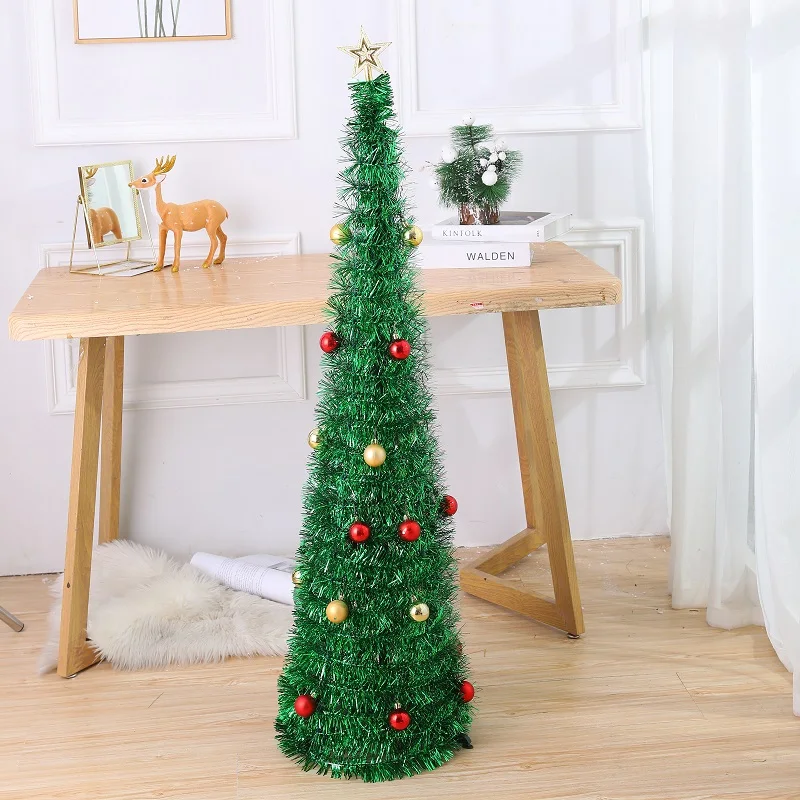 New Year 2022 Collapsible Pop Up Tinsel 1.2m Artificial Green Christmas ...