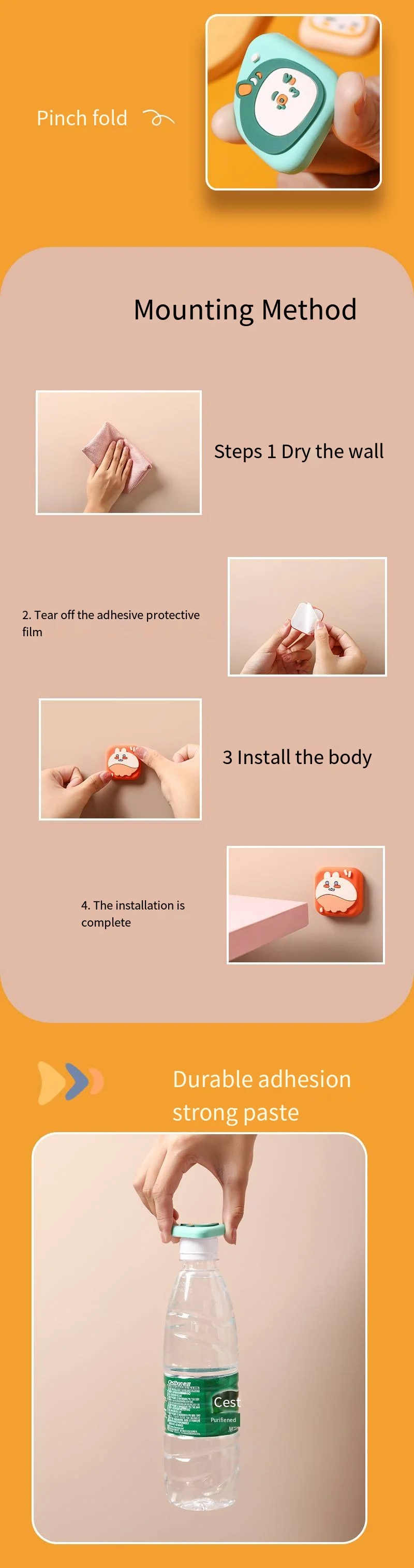 Doorknob anti-collision cushion cute cartoon home door anti-collision mute stick cabinet table behind the door details