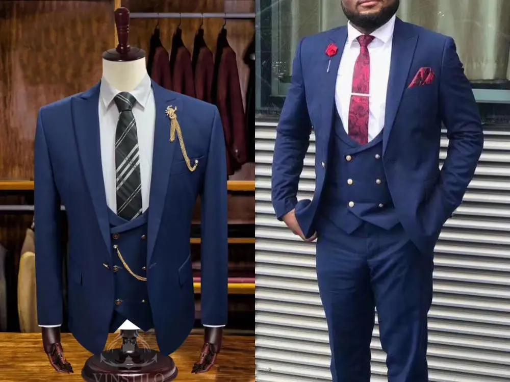 Morili One Button Wedding Party Suits for Man Closure V Collar 3 Pieces Suit Slim Fit MMSB52