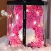 Oso de Peluche de 25 cm con Corazón Blanco y Abrazo Rosa + Caja de Regalo + Lámpara
