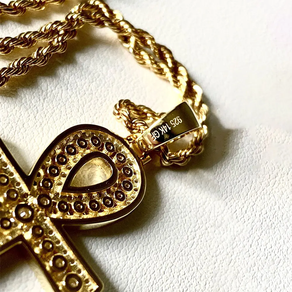 Hot Sales 10k Solid Gold Pendant With Real Diamonds Hip Hop Gold Jewelry Cross Design